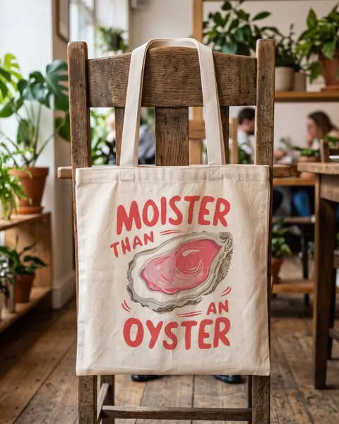 Mockup einer Stofftasche auf einem Café-Stuhl