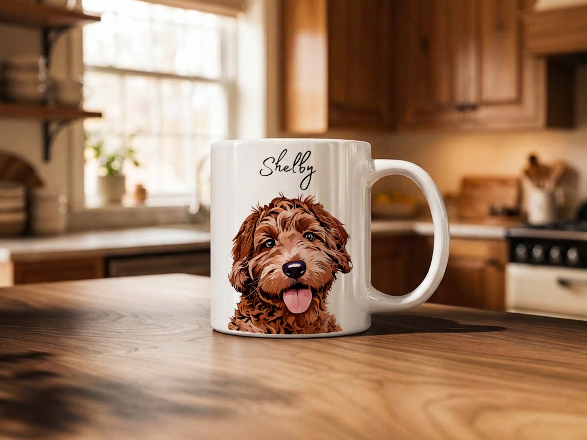 White Mug Mockup on Kitchen Counter example