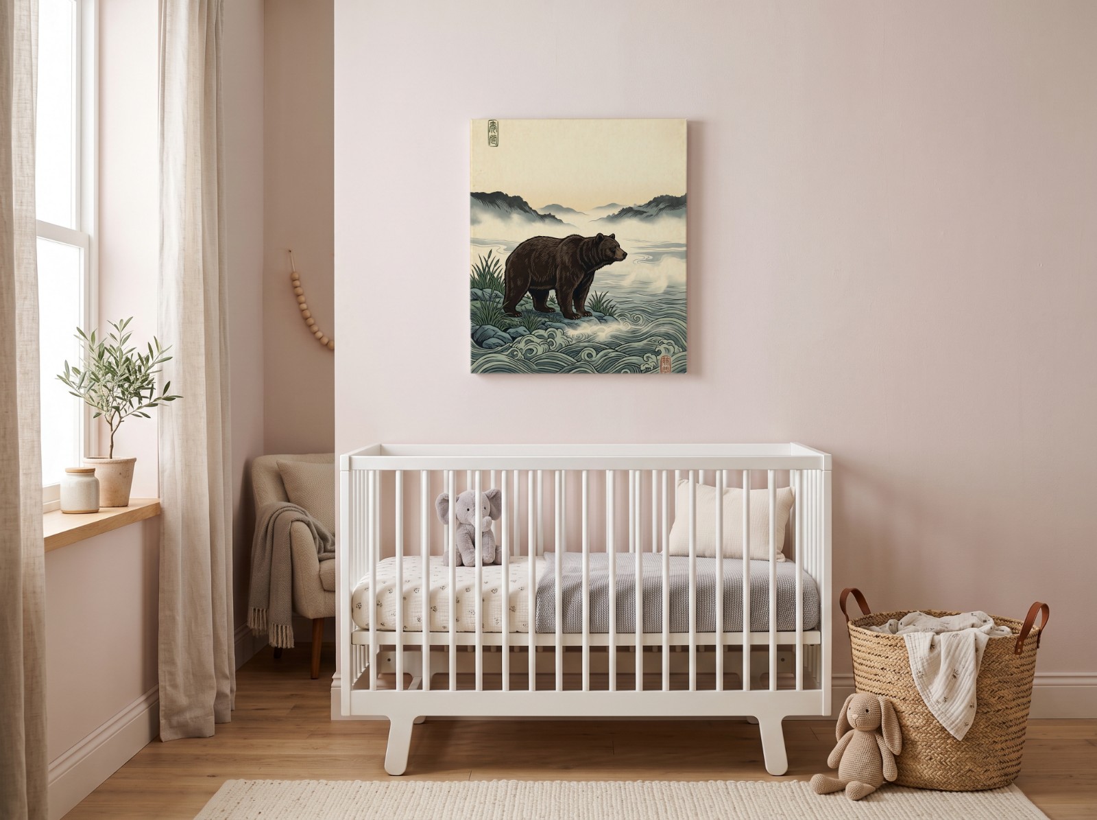 Canvas Print Mockup in a Blush Pink Nursery example