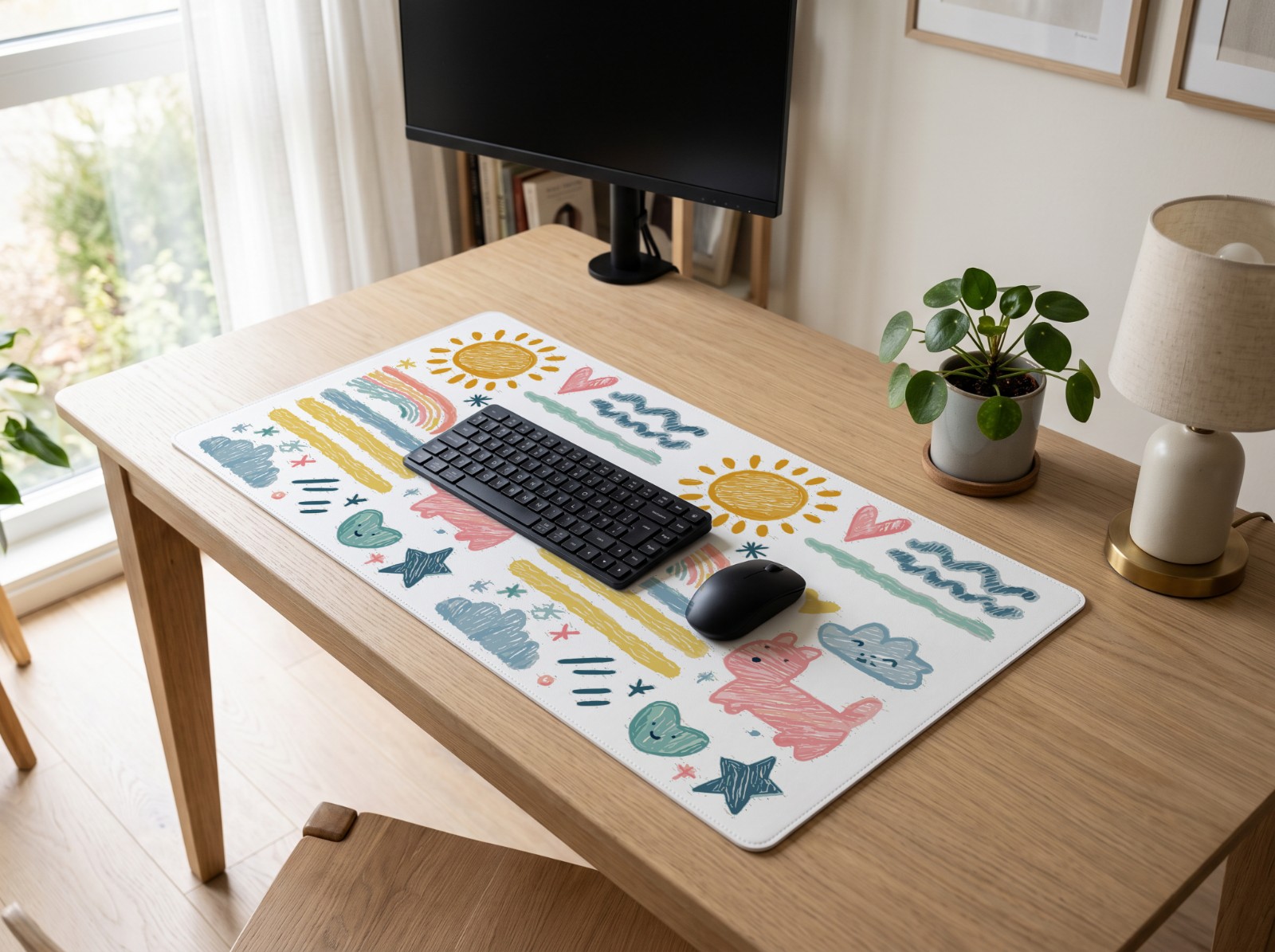 Desk Mat Mockup on a Minimalist Oak Desk example