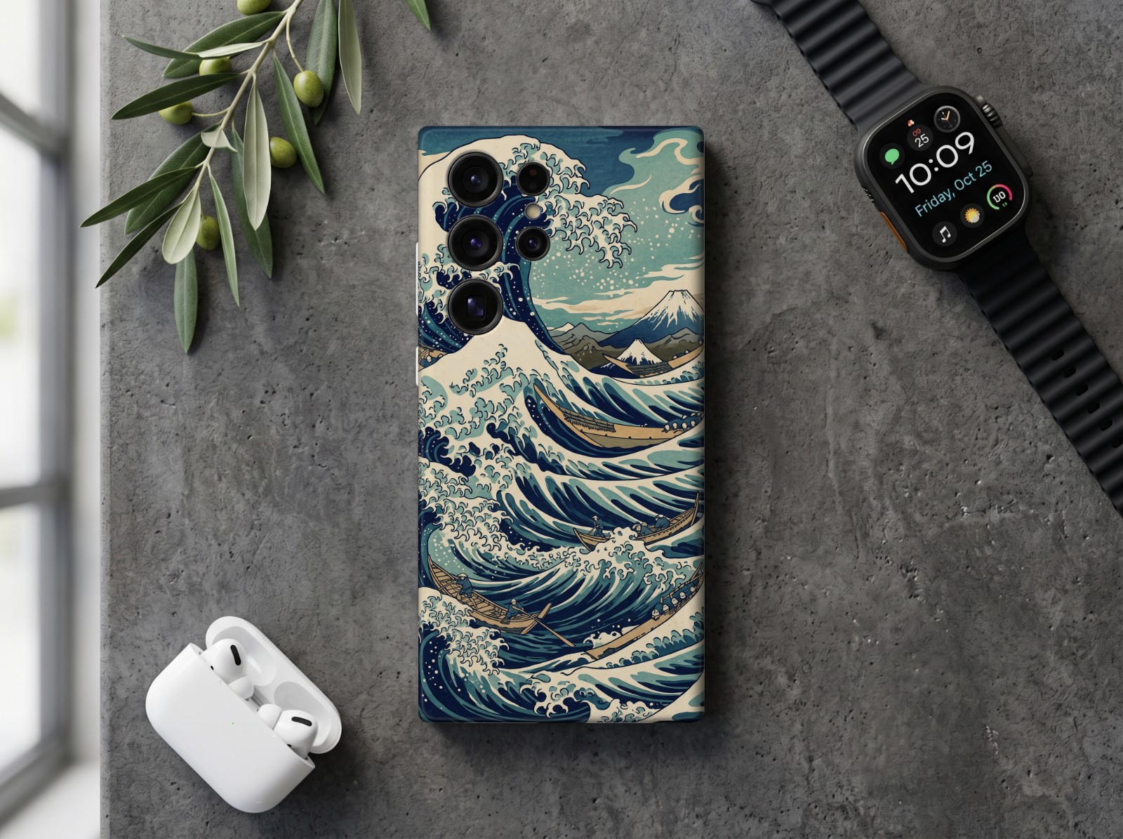 Samsung Galaxy S25 Ultra Case Mockup on Concrete example