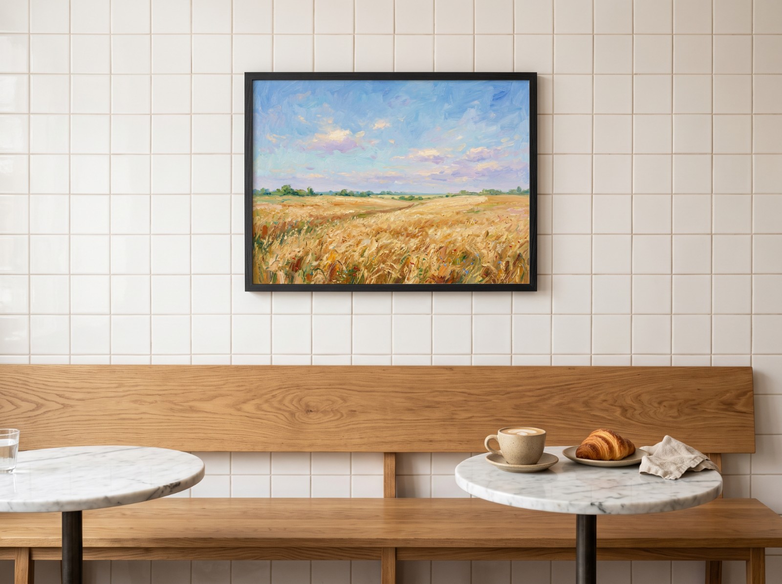 Landscape Black Frame Cafe Wall Mockup example