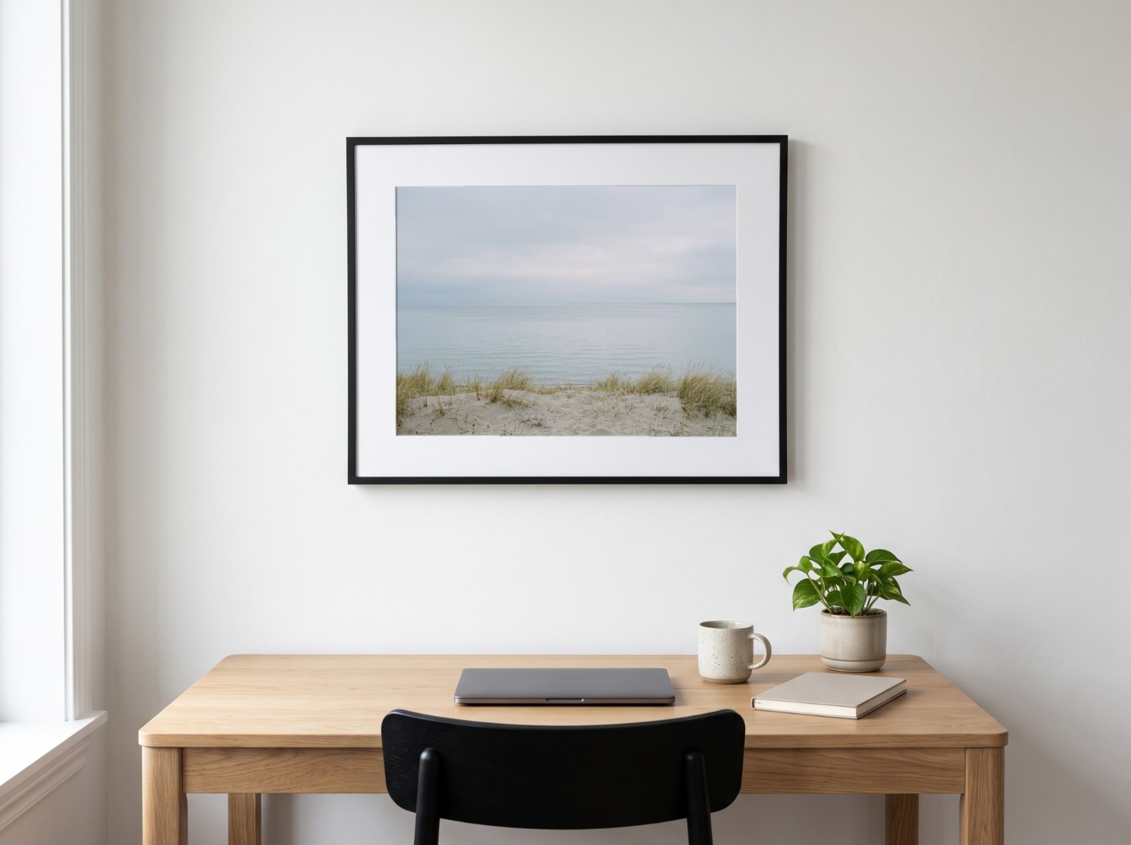 Landscape Black Mat Frame Home Office Mockup example