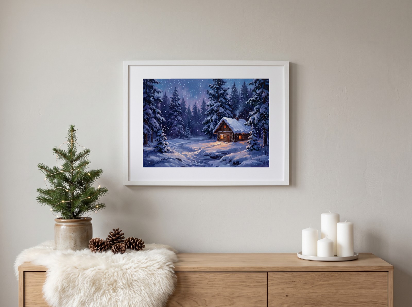 Landscape White Mat Frame Nordic Christmas Mockup example