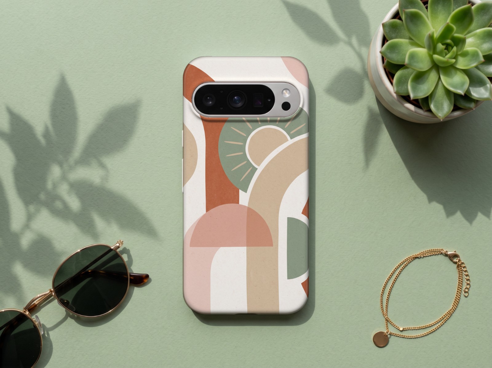 Google Pixel 9 Pro Case Mockup on Sage Green example