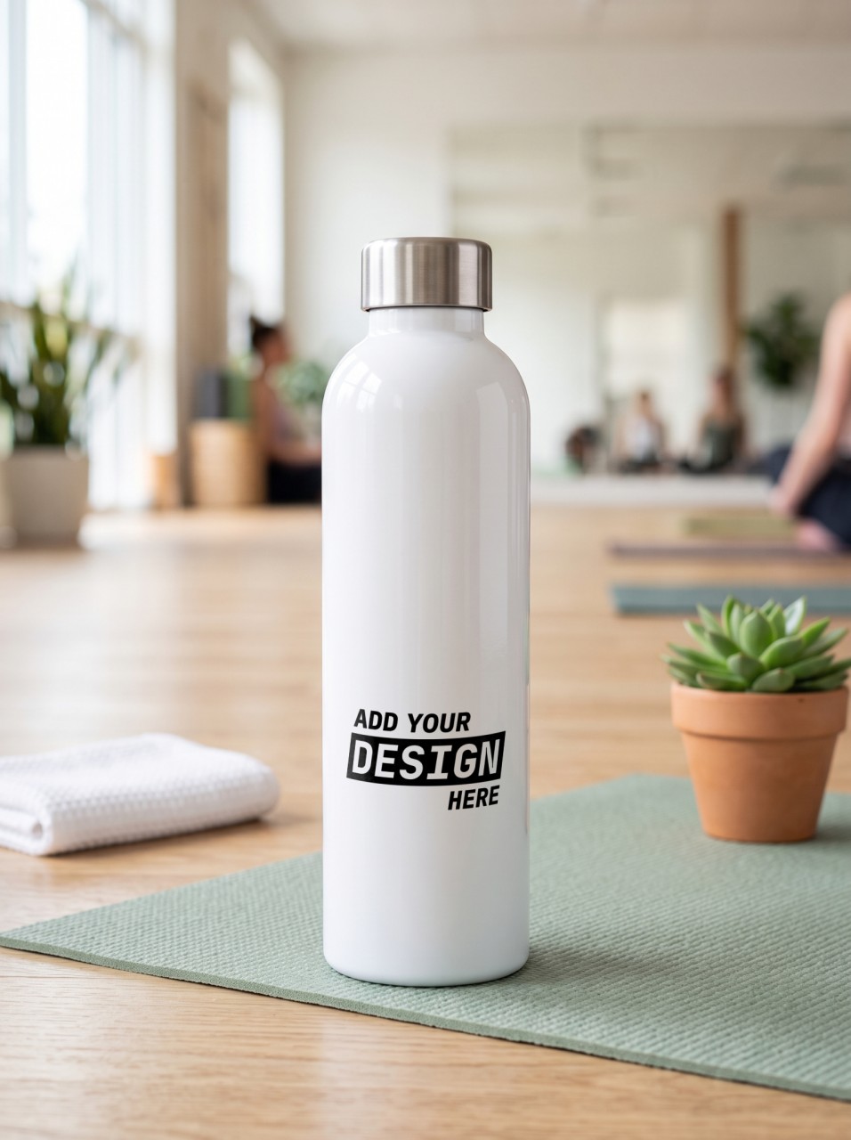17 oz Water Bottle Mockup in a Yoga Studio