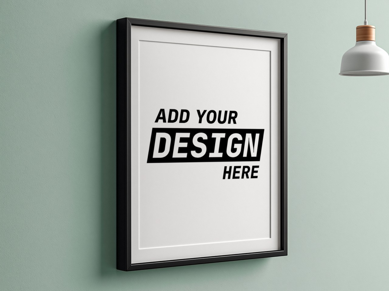 Black Frame with Mat on Sage Green Wall