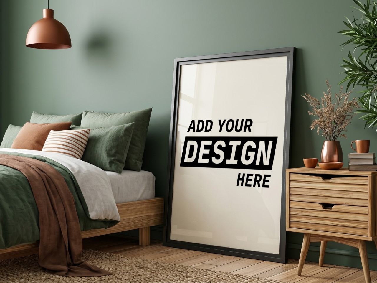Black Frame in Sage Green Bedroom