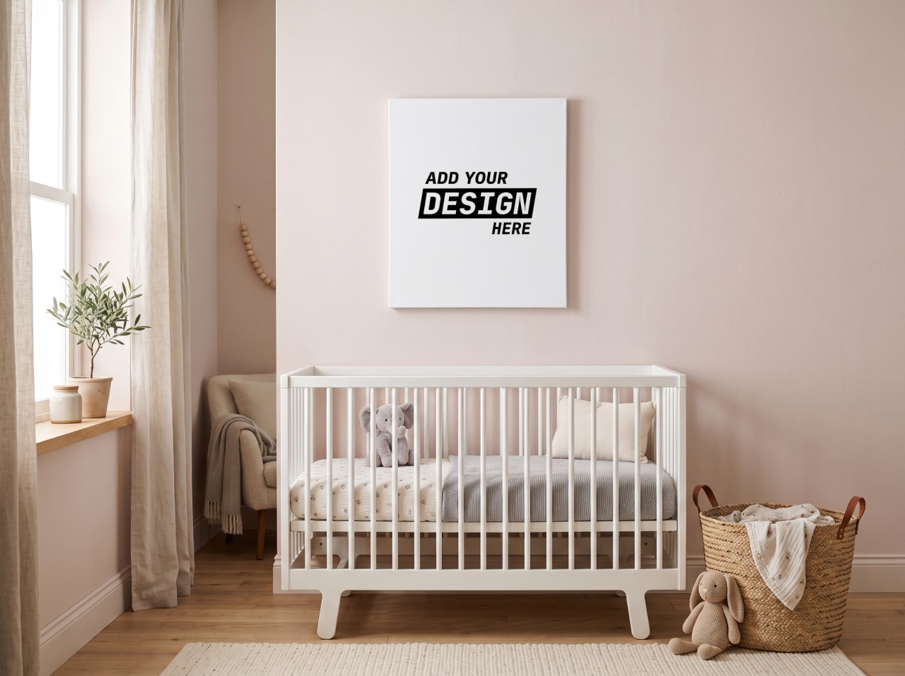 Canvas Print Mockup in a Blush Pink Nursery