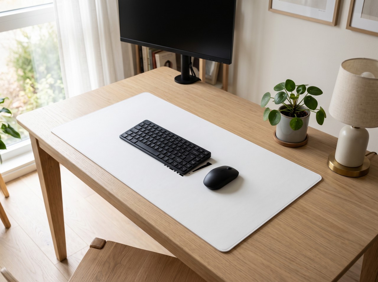 Desk Mat Mockup on a Minimalist Oak Desk
