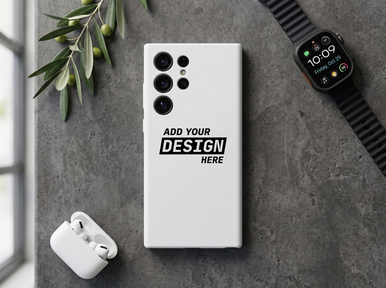 Samsung Galaxy S25 Ultra Case Mockup on Concrete