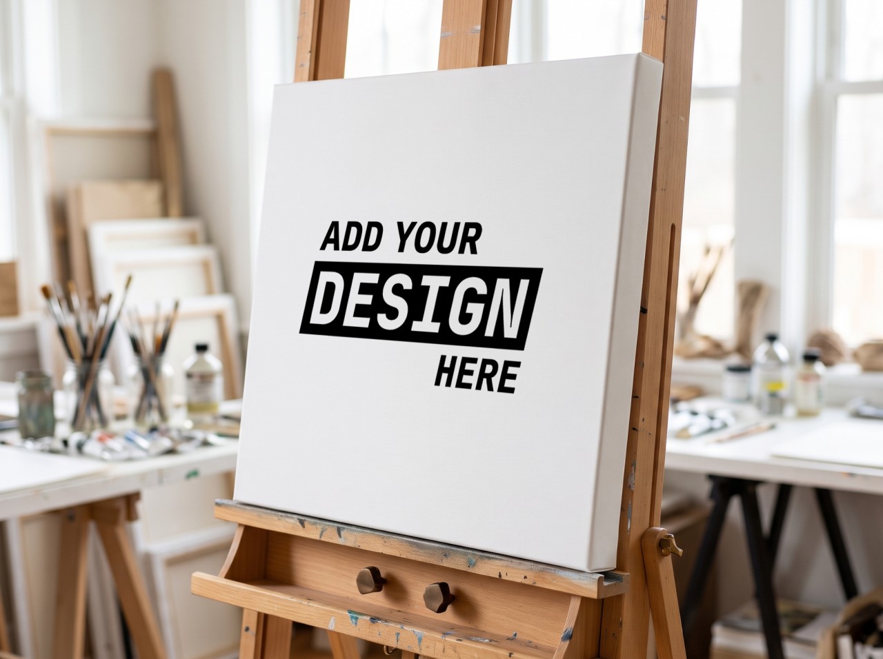 Gallery Wrap Canvas Mockup with a 1.25" Mirror Edge on a Studio Easel