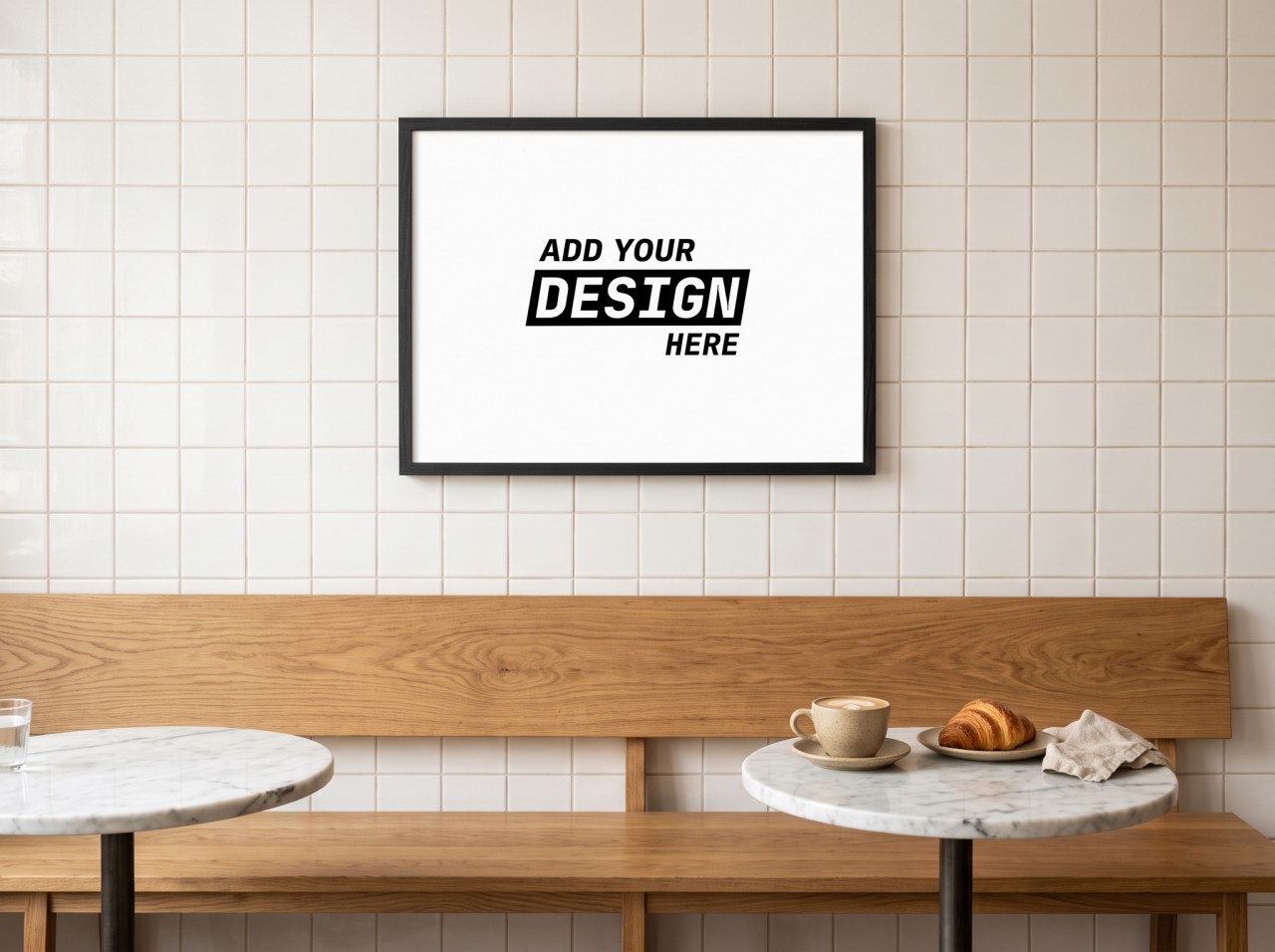 Landscape Black Frame Cafe Wall Mockup