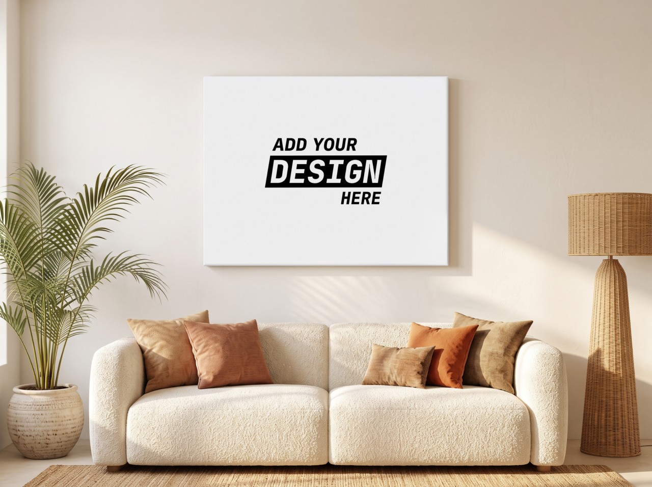 Landscape Canvas Boho Sofa Mockup