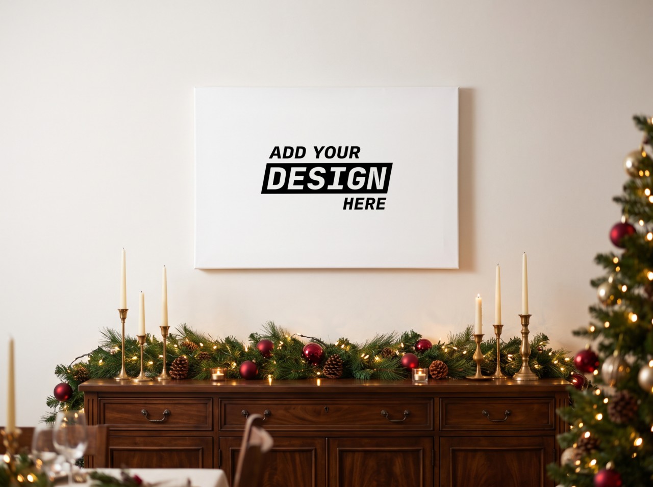 Landscape Christmas Canvas Dining Room Mockup
