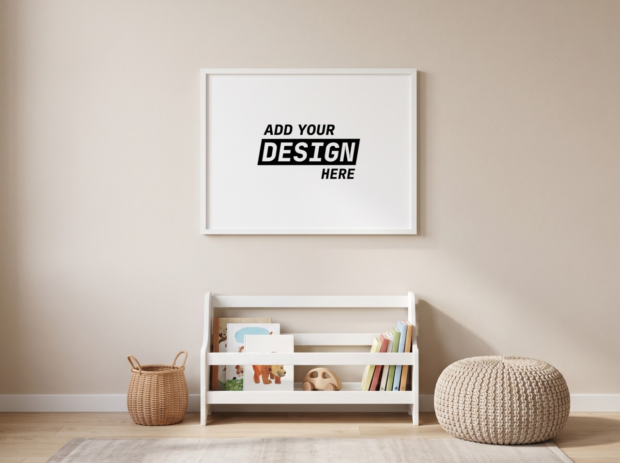 Landscape White Frame Kids Room Mockup