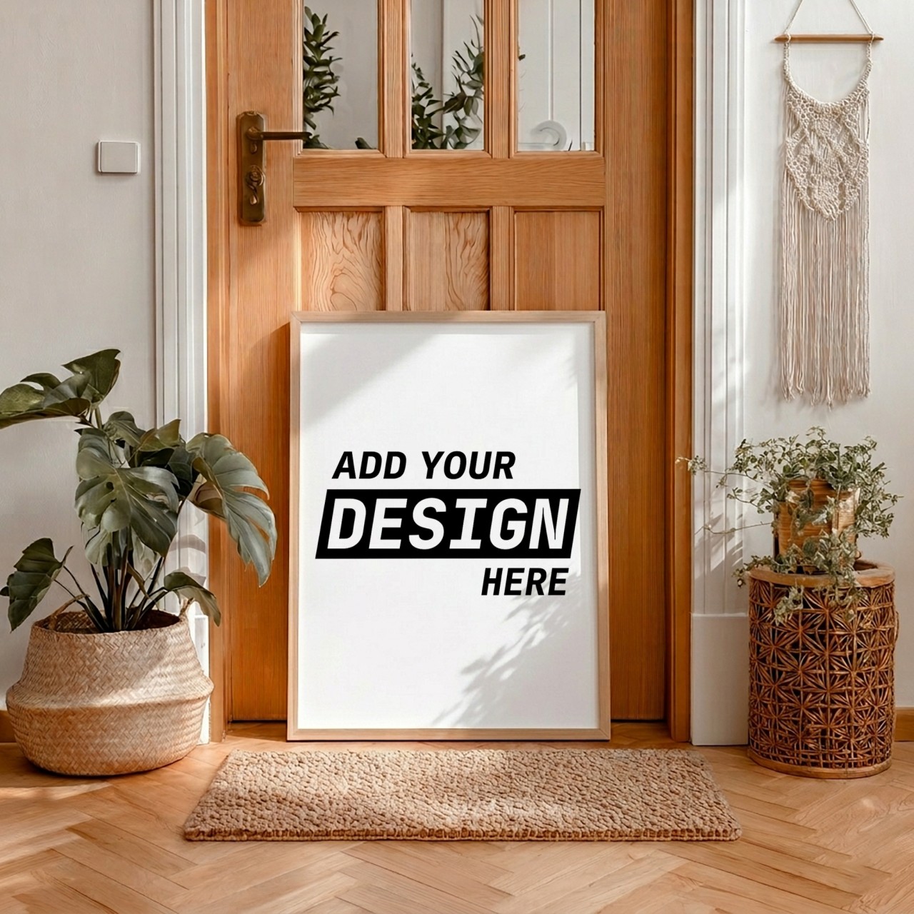 Oak Frame by a Wooden Front Door