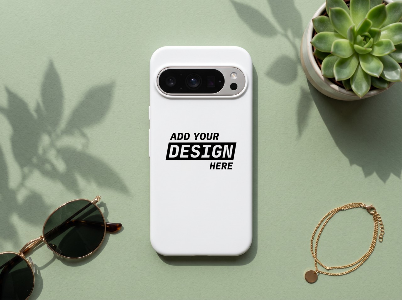Google Pixel 9 Pro Case Mockup on Sage Green
