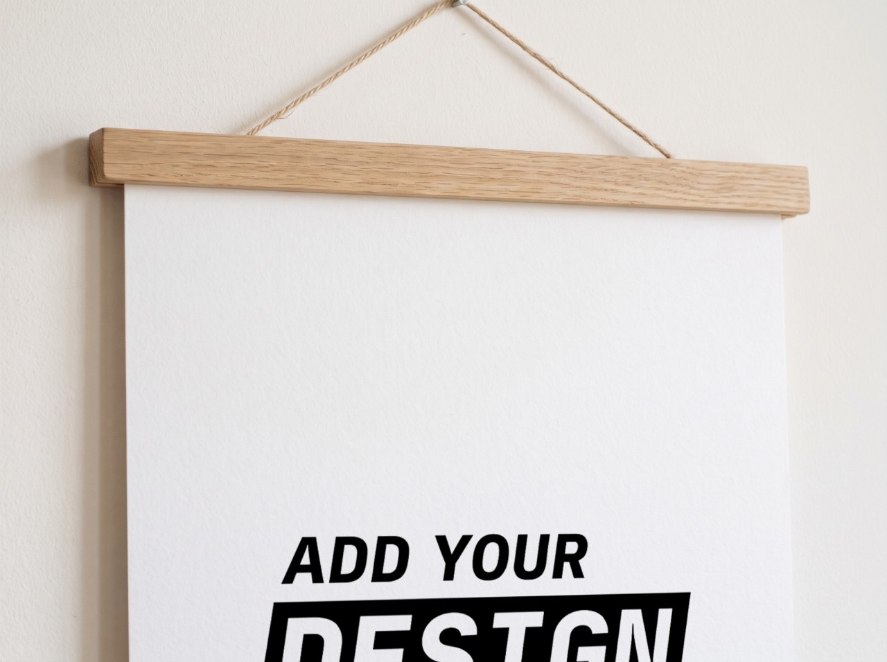 Poster Close Up in Oak Hanger — Free PSD Mockup | Scaylr