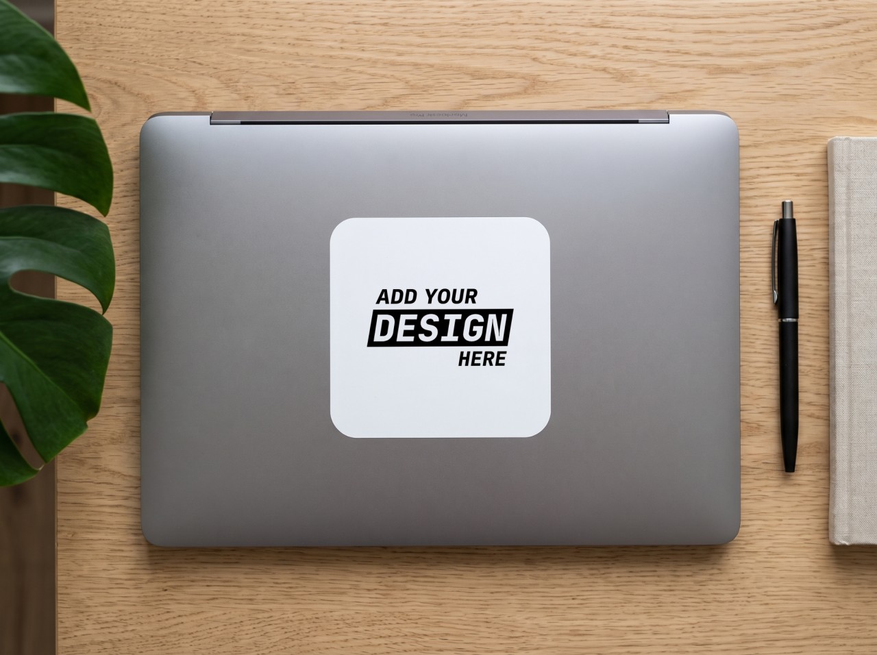 Square Vinyl Sticker Mockup on a Laptop Lid
