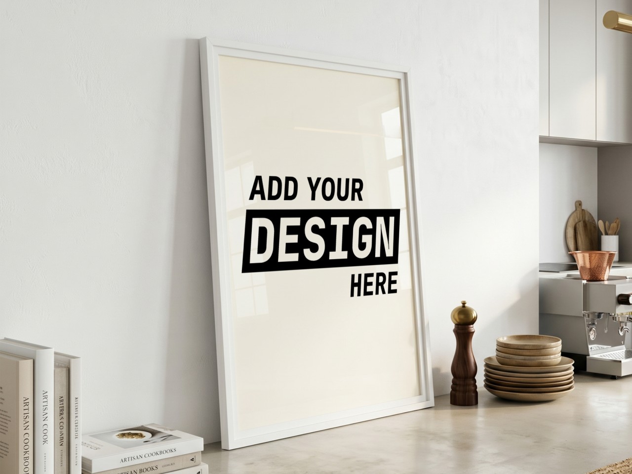 White Frame in Bright White Kitchen