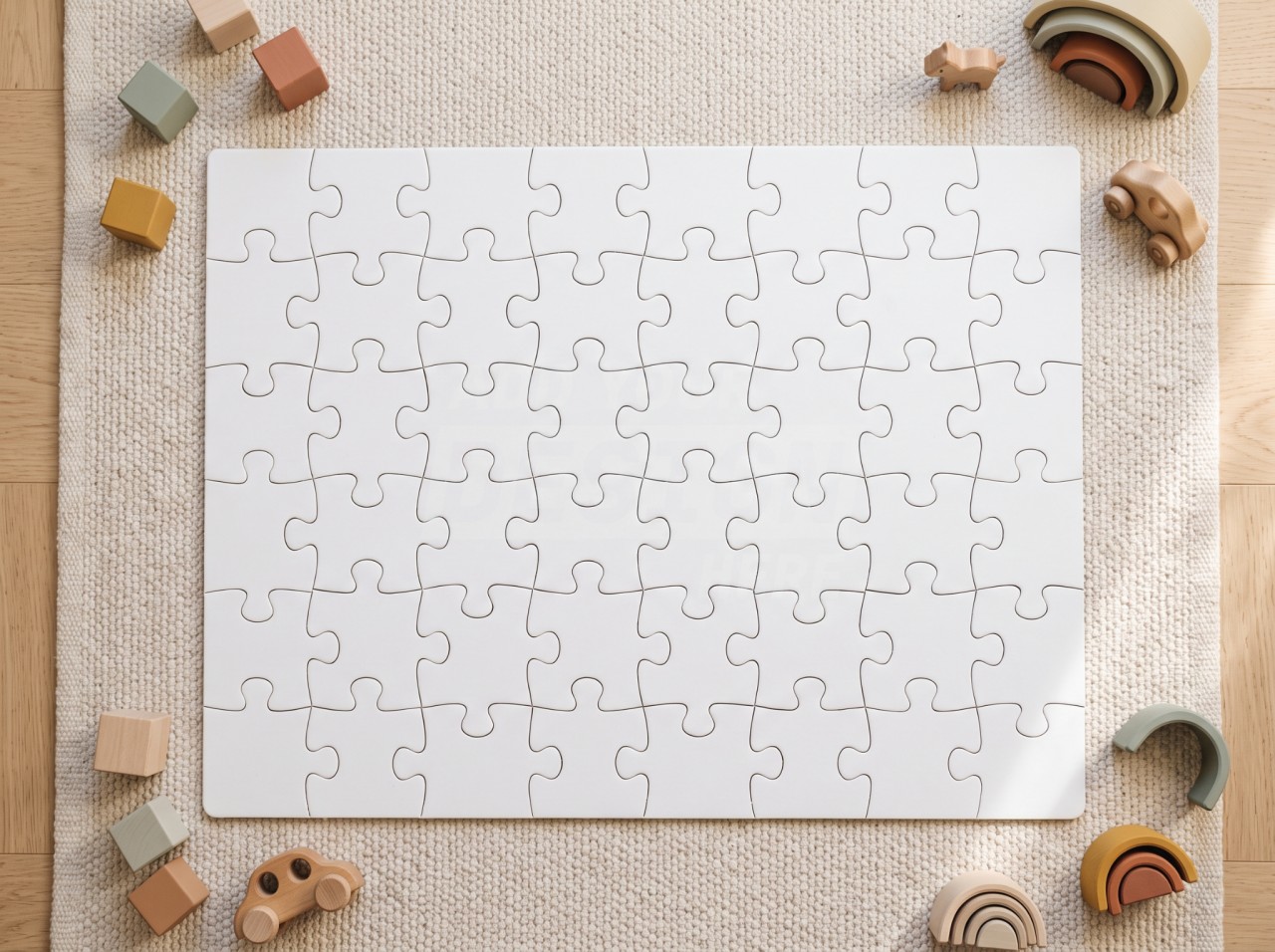 Kids Jigsaw Puzzle Mockup on a Nursery Rug
