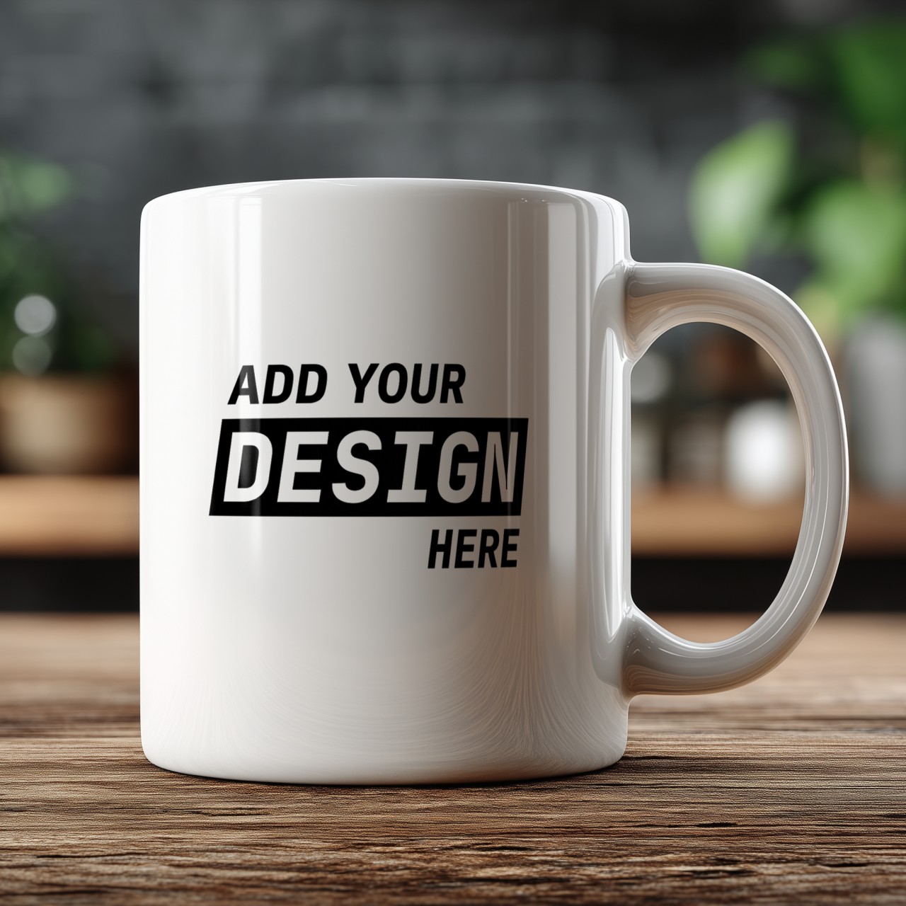 White Mug Close-Up Mockup in a Kitchen