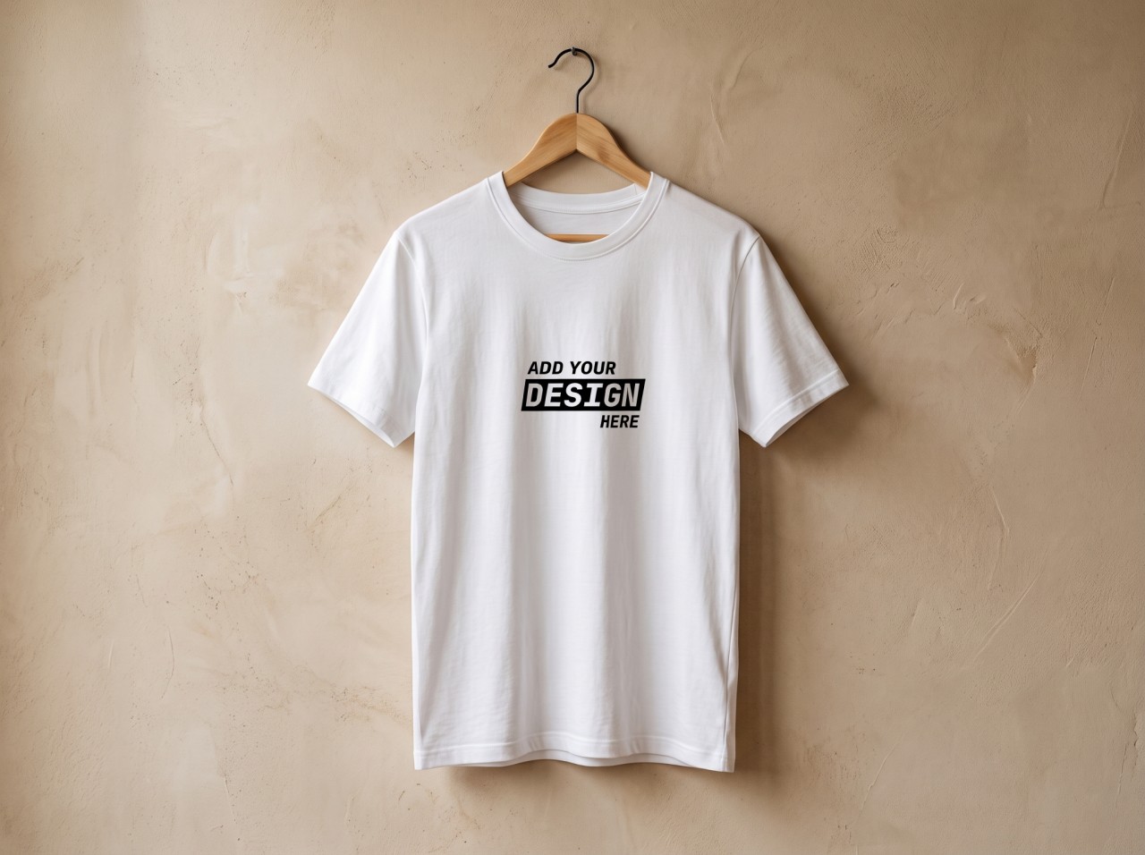 White T-Shirt on a Wooden Hanger Mockup