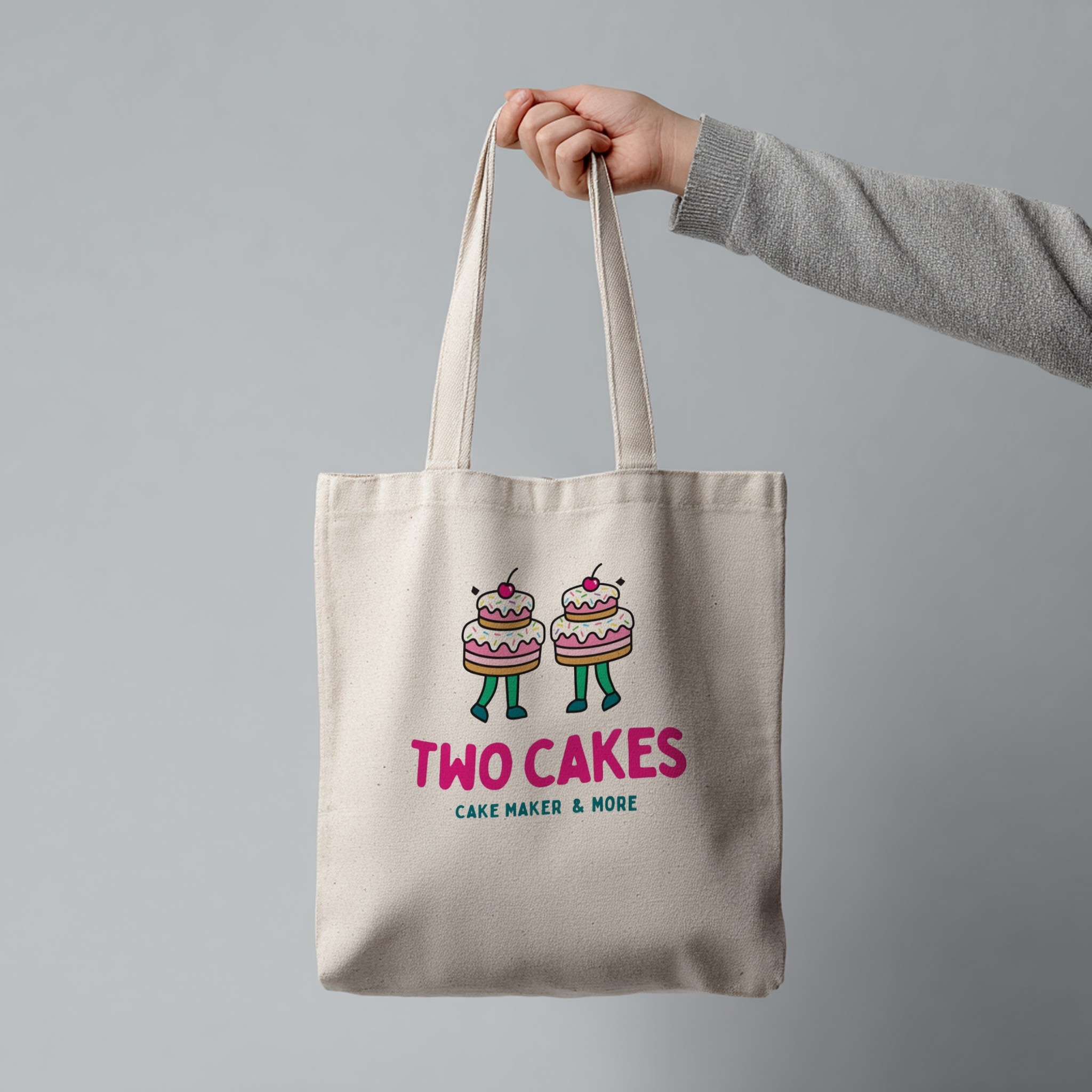 Tote Bag Mockup Hanging on Grey Background example
