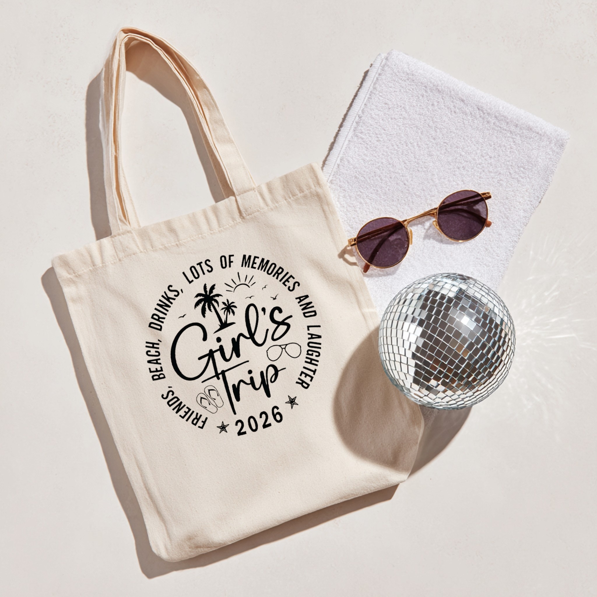 Tote Bag Mockup with Disco Ball and Glasses example