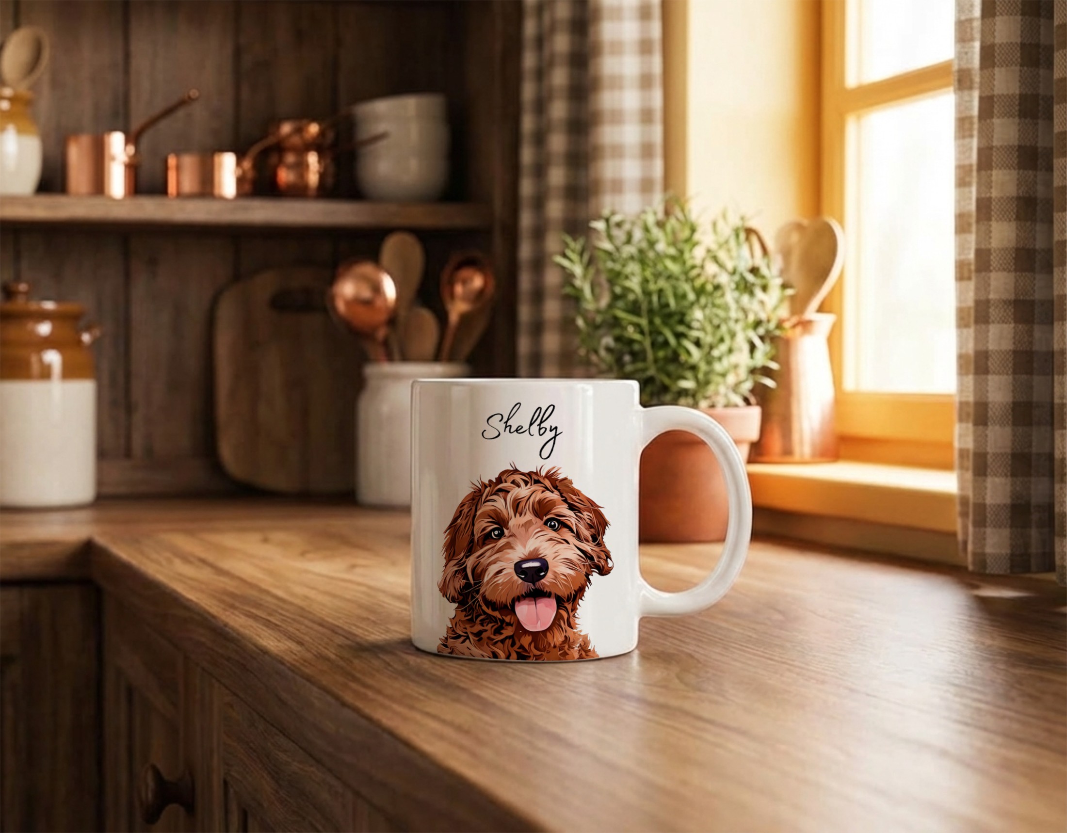 White Coffee Mug Mockup in Bright Kitchen example
