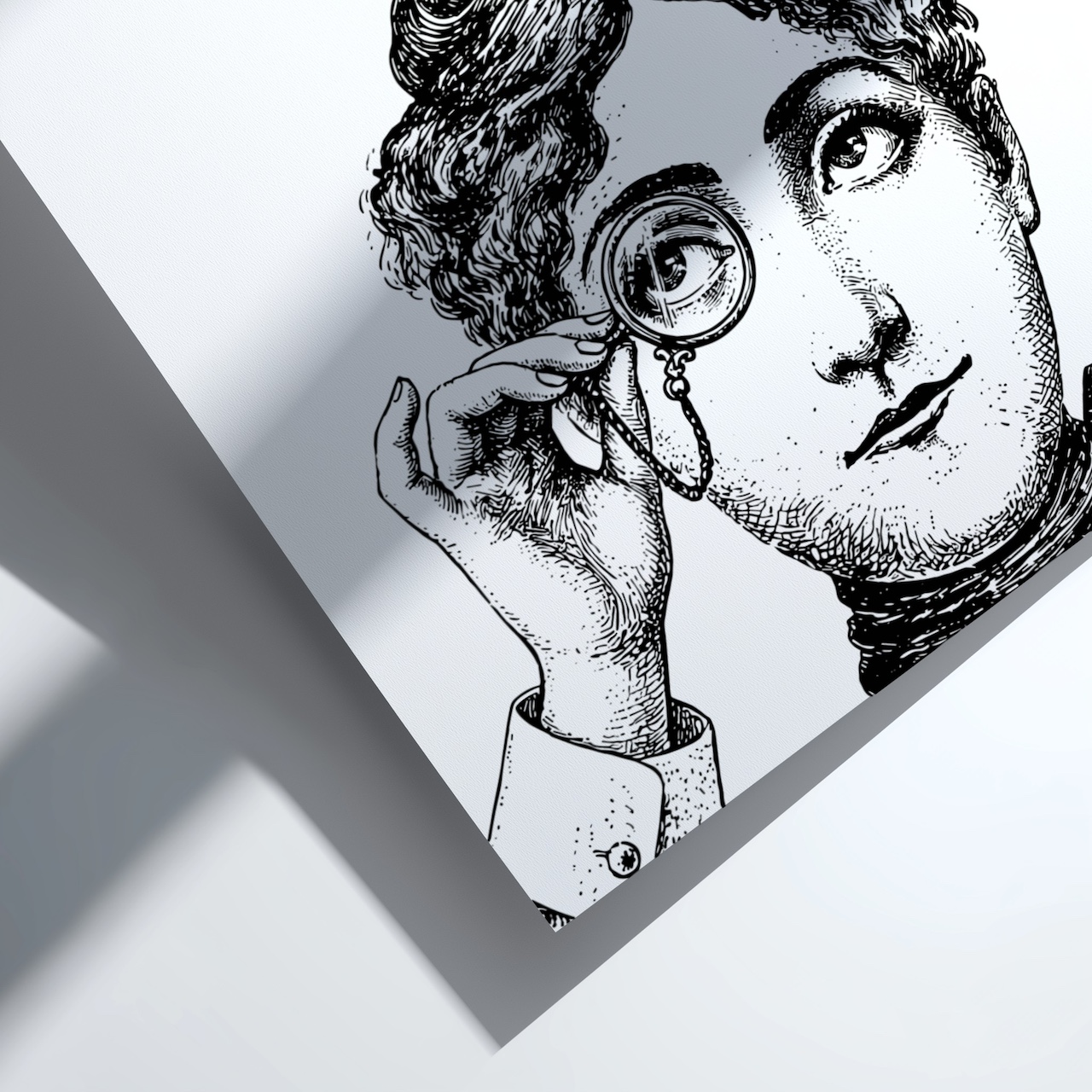 Poster close-up mockup showing vintage portrait detail